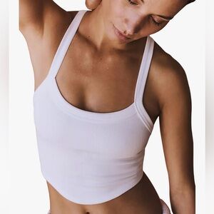 Women's White Ribbed Tank Top